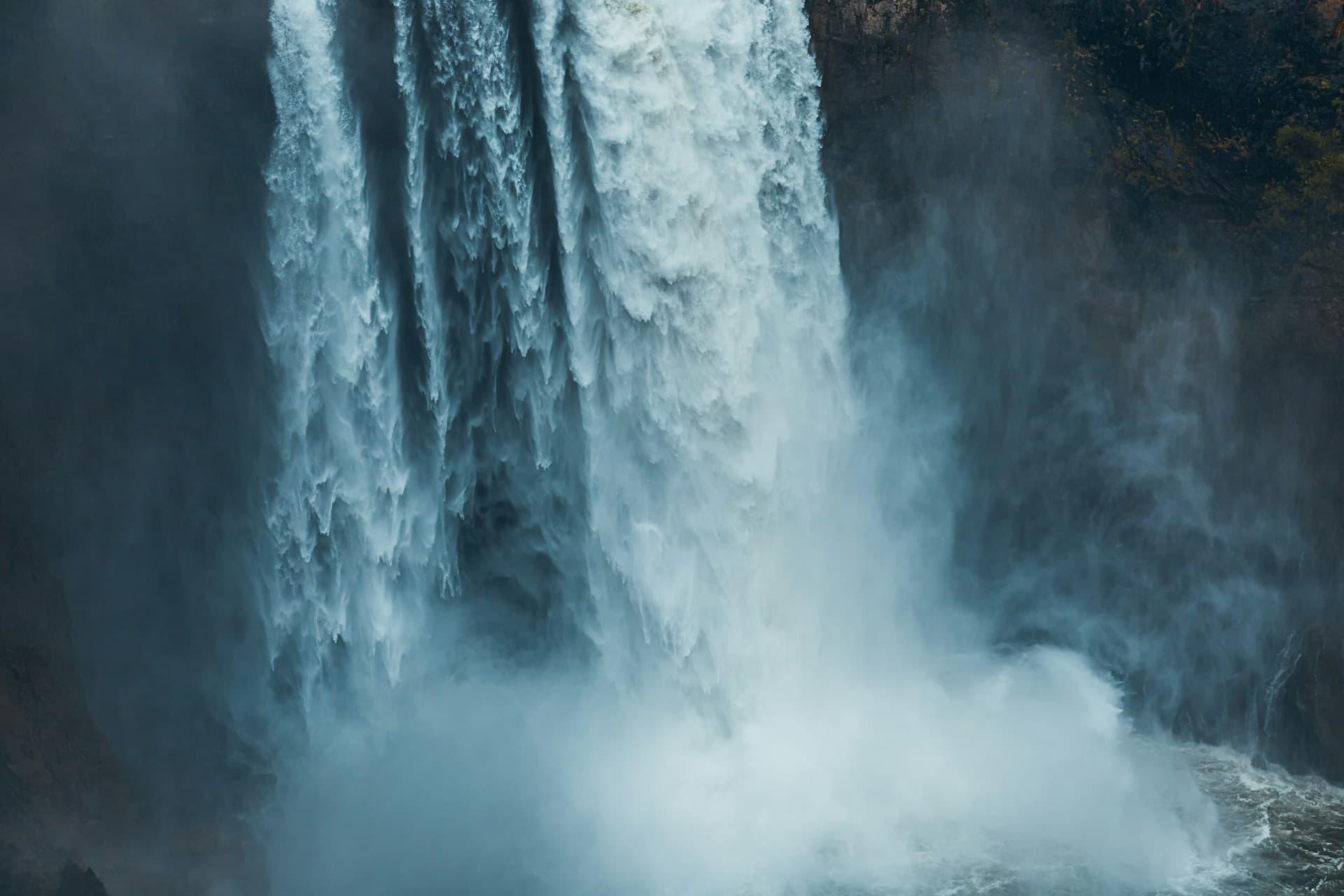 Beautiful waterfall with blue and clear water.